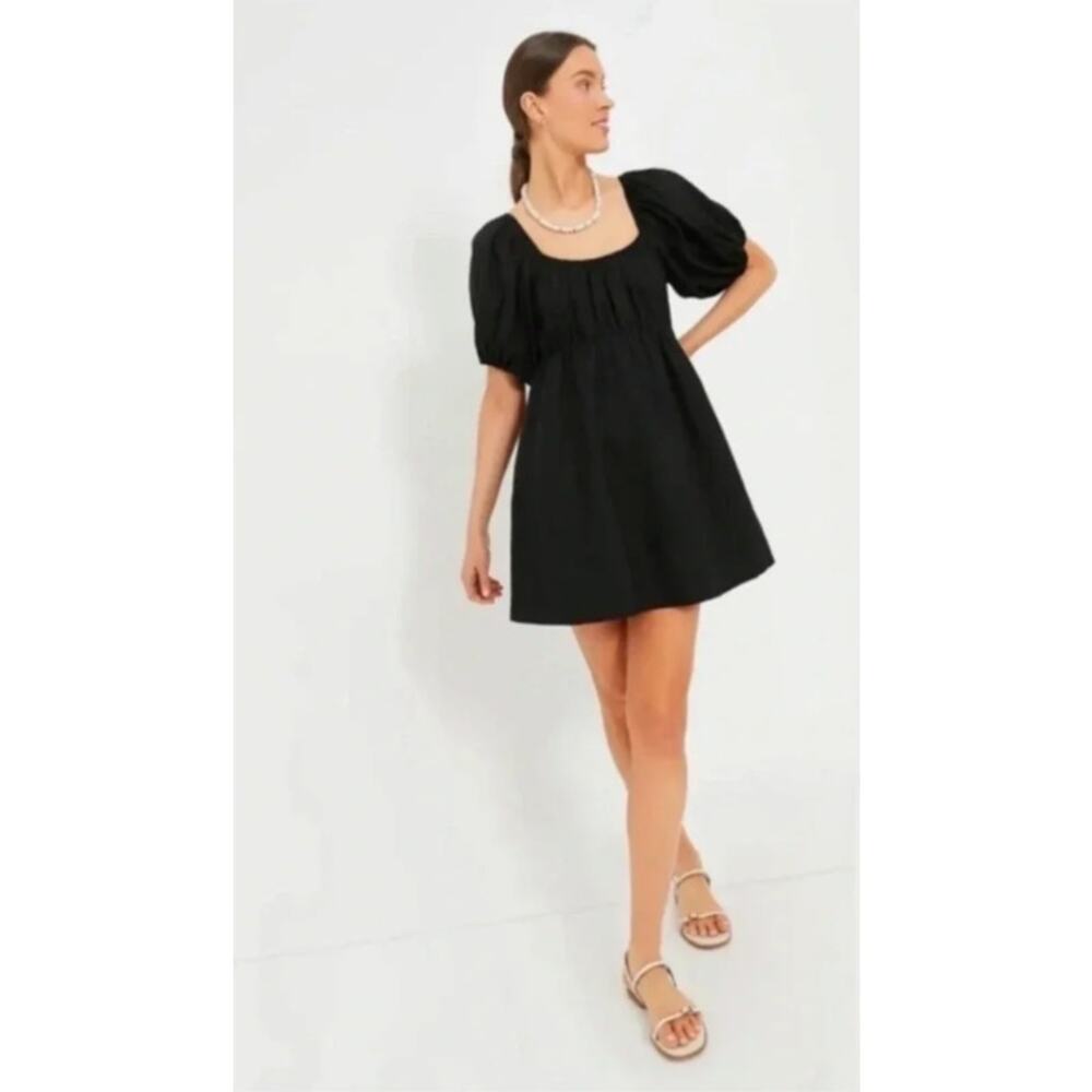 NWT Tuckernuck Pomander Place Ares Black Cotton Puff Sleeve Mini Dress Size XL - Picture 2 of 16